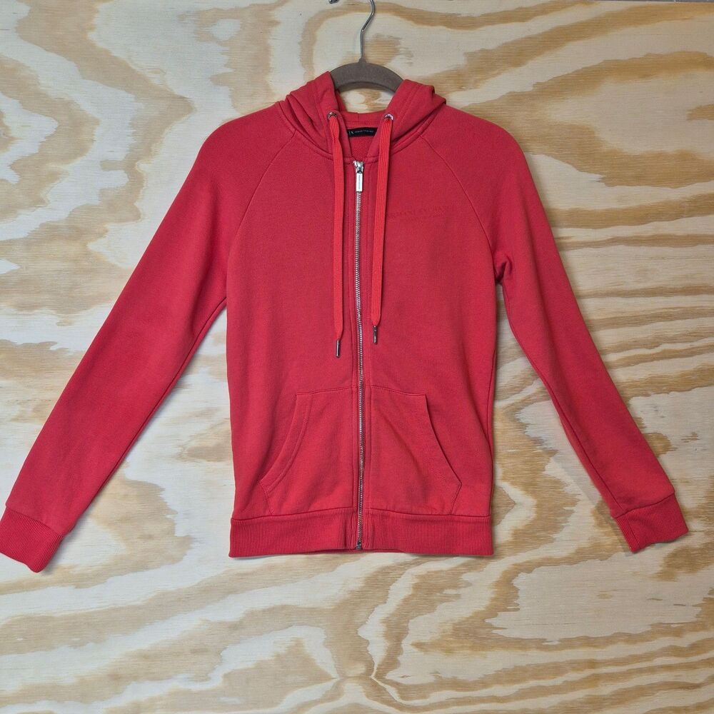A|X Armani Exchange Women's XS Red Full Zip Hoodie Sweatshirt Y2K